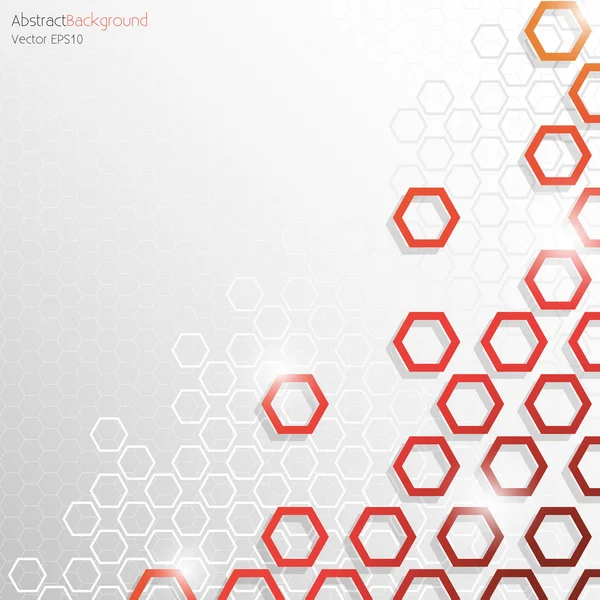 Fondo abstracto nido de abeja hexagonal gris y rojo — Archivo Imágenes Vectoriales