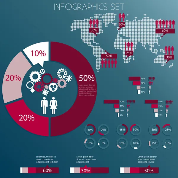 Infografías elementos de diseño conjunto — Vector de stock