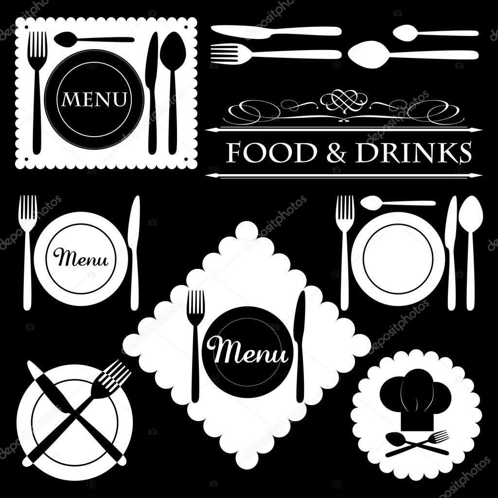Kitchen and Restaurant Labels Set  vector illustration eps10