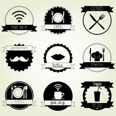 Restaurant Labels Set vector