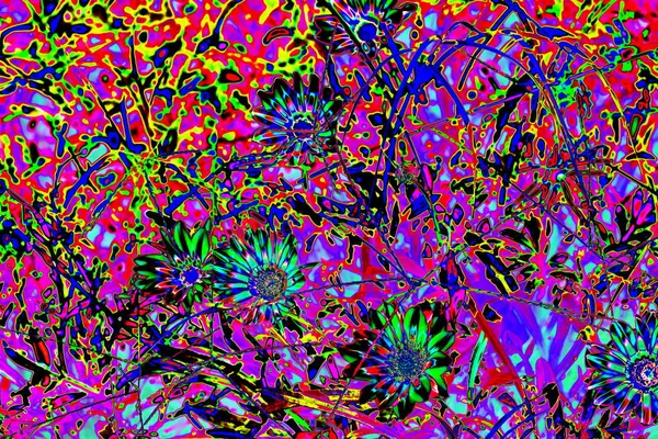 Abstraktion Gazania Blommor Ändrade Färger Ljusa Färgglada Bakgrund Pastellfärger — Stockfoto