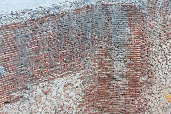 Кирпичные Стены Старой Крепости Кладка Красного Кирпича Исторический Кирпичный Фон — стоковое фото