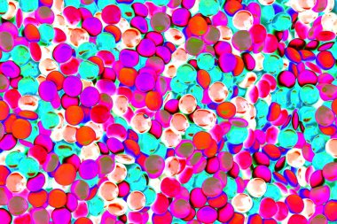 Dragee şekerlemeleri, soyutlamanın temeli, değişen bir renk şeması, bir çok ovalin renkli arkaplanı.