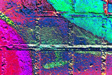 Boyalı tuğla işi, değiştirilmiş renk şeması, parlak renkli arkaplan.