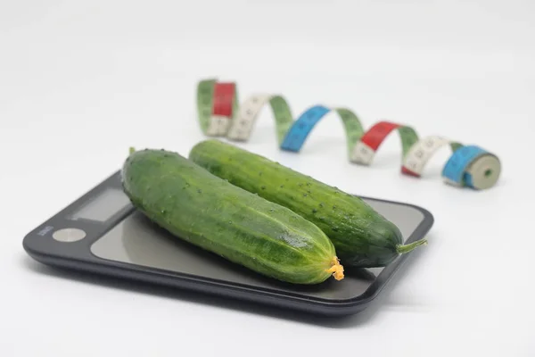 Cucumbers Scales Weight Loss Diet Weight Control Still Life Healthy — Stockfoto