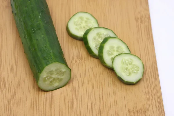 Sliced Fresh Cucumber Slices Cutting Board Proper Nutrition — ストック写真