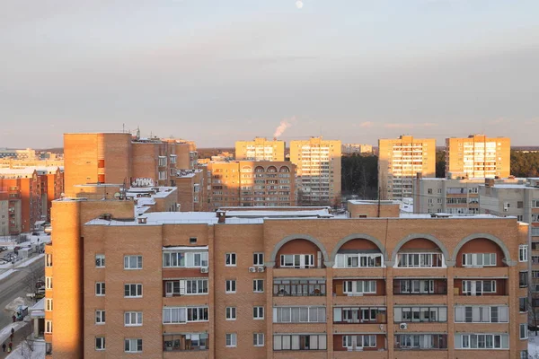 New Snow Covered High Rise Residential Buildings Russian City Moscow — Stock Fotó