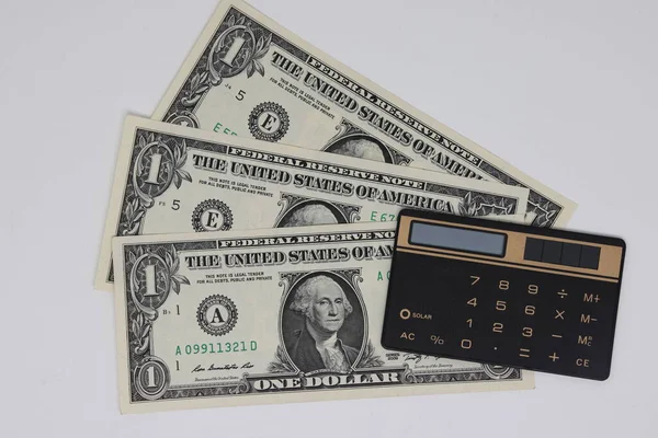 Zamknij Się Widok Góry Rachunkowość Kontrola Budżetu Rodzinnego Pieniądze Kalkulatorem — Zdjęcie stockowe