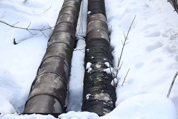 Головне Забезпечує Місто Гарячою Водою Стовбур Конвеєра Вибірковий Фокус Великі — стокове фото