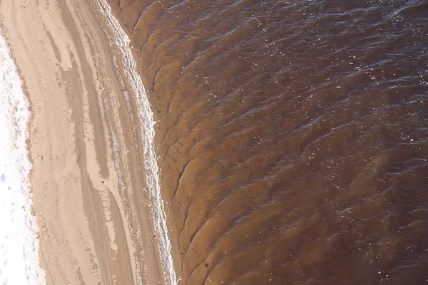 Natura Inverno Sulle Rive Del Volga Ghiaccio Con Sabbia Neve — Foto Stock