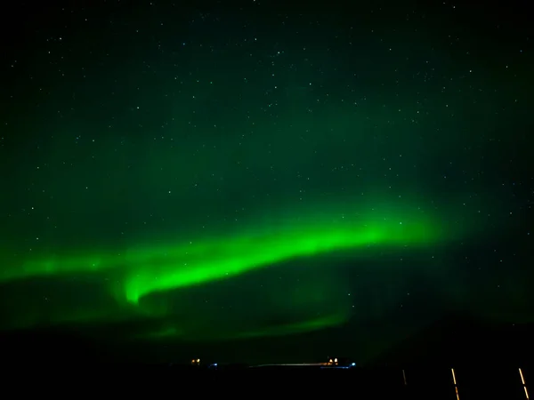 Paisaje Con Luces Boreales Aurora Borealis Sobre Península Reykjanes Islandia — Foto de Stock