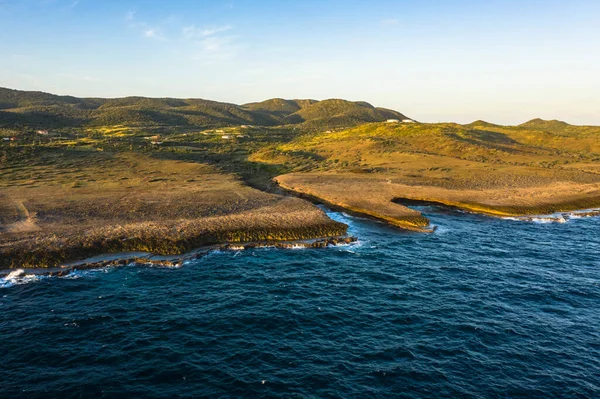 Vista Aérea Del Paisaje Costa Con Océano Acantilado Largo Del — Foto de Stock