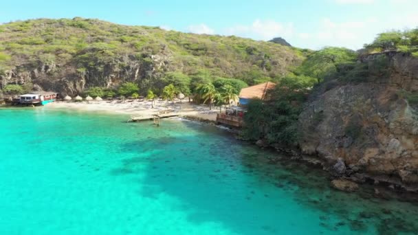 Vista Aérea Costa Curaao Mar Caribe Com Água Azul Turquesa — Vídeo de Stock