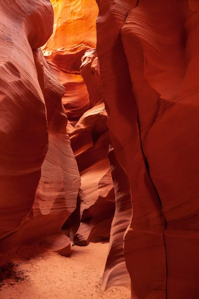 Dalgalı ve pürüzsüz kaya duvarları olan bir kanyonda manzara, Kanyon X, Arizona, ABD.