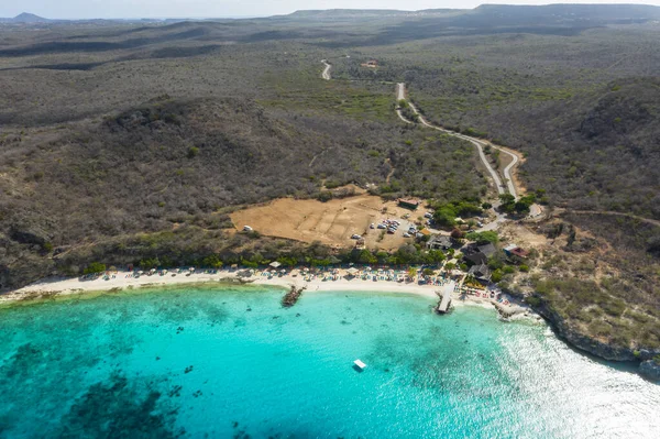 Aerial View Coast Curaao Caribbean Beach Cliff Turquoise Ocean — Fotografia de Stock