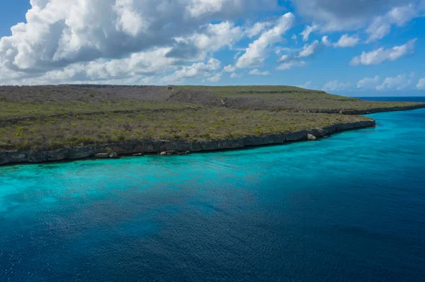 Luchtfoto Van Kust Van Curaao Het Caribisch Gebied Met Strand — Stockfoto