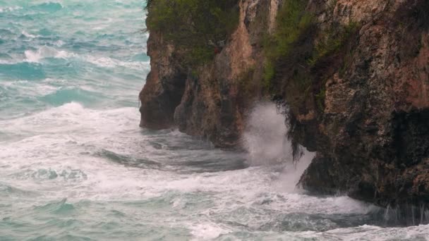 120Fps Super Slow Motion Grov Ocean Landskap Med Vågor Karibiska — Stockvideo