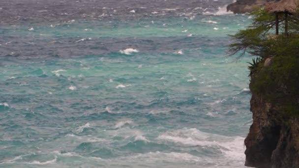 120Fps Super Slow Motion Grov Ocean Landskap Med Vågor Karibiska — Stockvideo