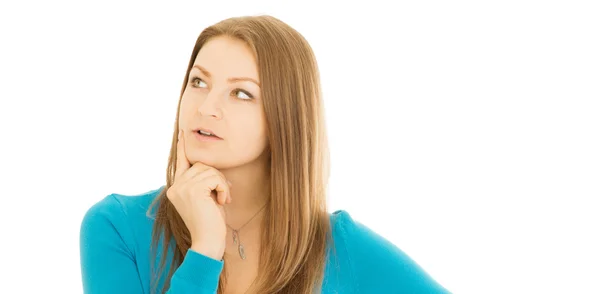 Attractive woman looks at the side — Stock Photo, Image