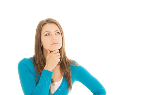 Young woman looks side thoughtfully — Stock Photo, Image