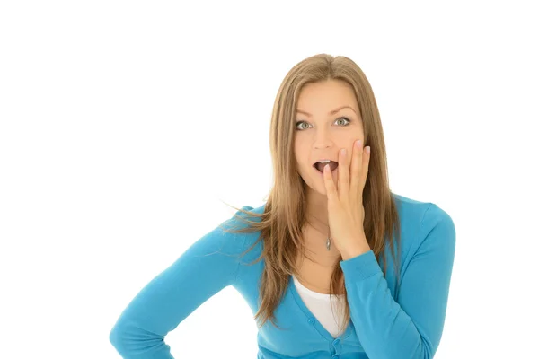 Young woman shocked isolated — Stock Photo, Image