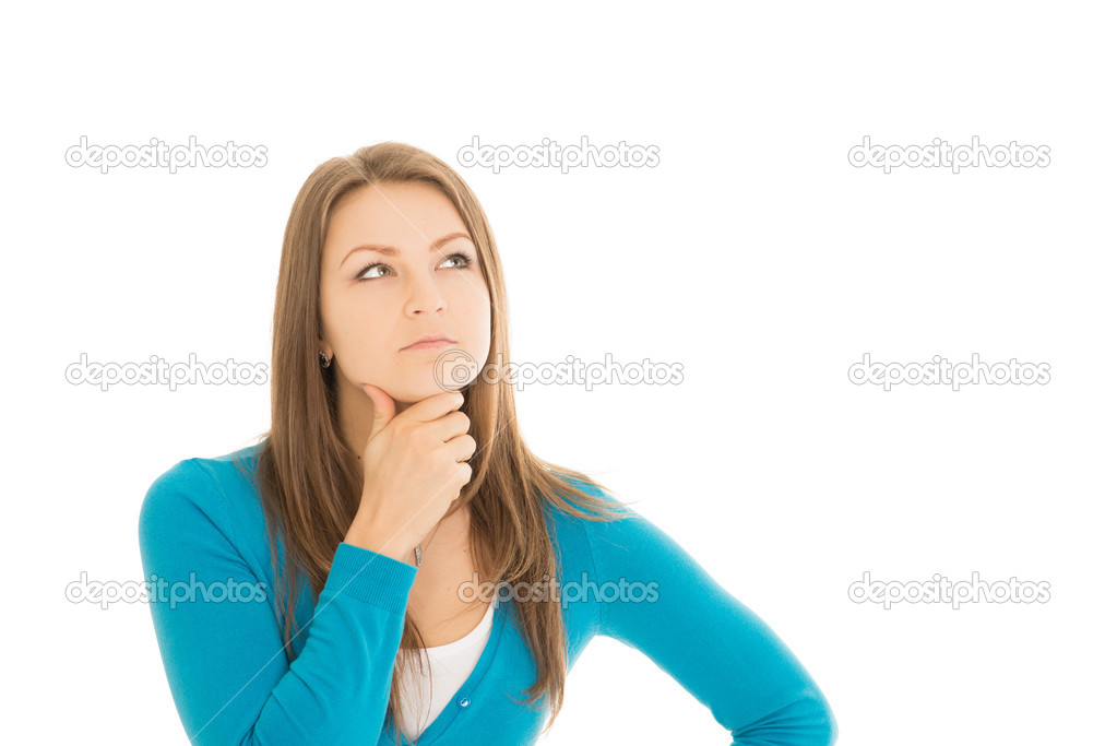 young woman looks side thoughtfully