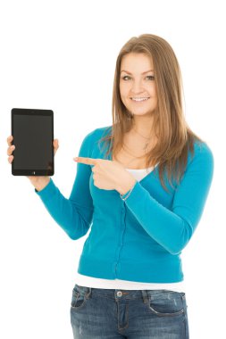 tablet noktalarda güzel kadın