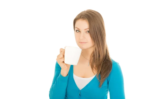 Hermosa mujer con una taza de café — Foto de Stock