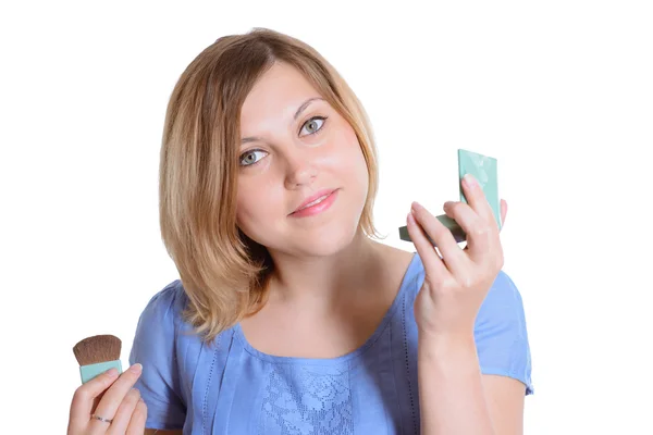 Hermosa chica conseguir maquillaje — Foto de Stock