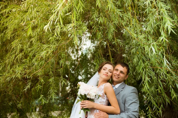 Matrimonio coppia nel parco — Foto Stock