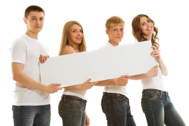 güzel reklam ile mutlu gençlerin grup