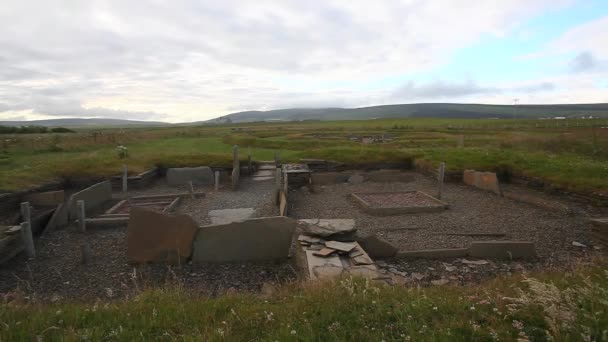 Le rovine neolitiche insediamento di Barnstone nelle Orcadi, Scozia — Video Stock