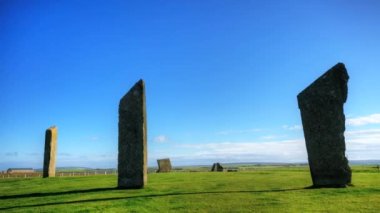 stenness, orkney, İskoçya'da duran taşların küçük bir yüzük taşları bir timelapse