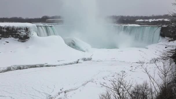 Las cataratas de herradura en invierno, las cataratas del Niágara — Vídeos de Stock