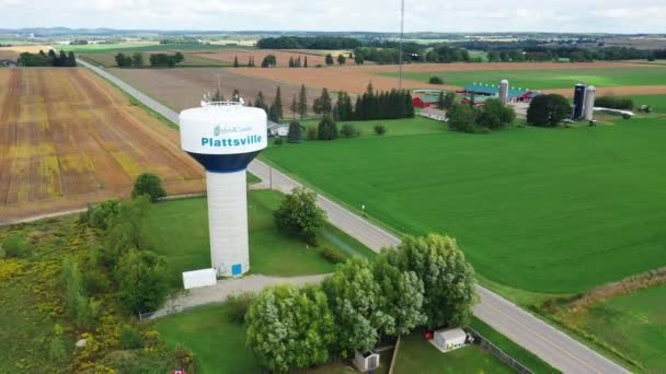 Plattsville Ontario Canada Ottobre 2021 Aerial Water Tower Plattsville Ontario — Video Stock