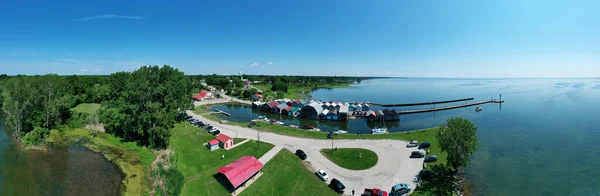 Eine Luftaufnahme Von Bootshäusern Und Pier Port Rowan Ontario Kanada — Stockfoto