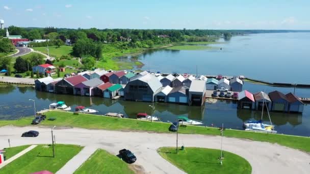 Yazında Kanada Ontario Port Rowan Daki Tekne Evleri — Stok video