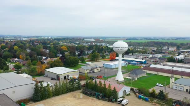 Aerial Water Tower Elmira Ontario Canada — Stock Video