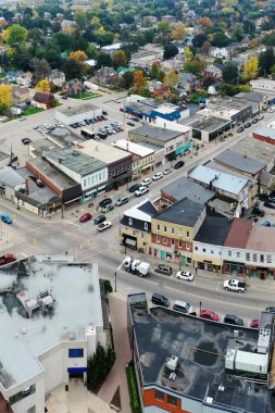 An aerial vertical scene of Elmira, Ontario, Canada