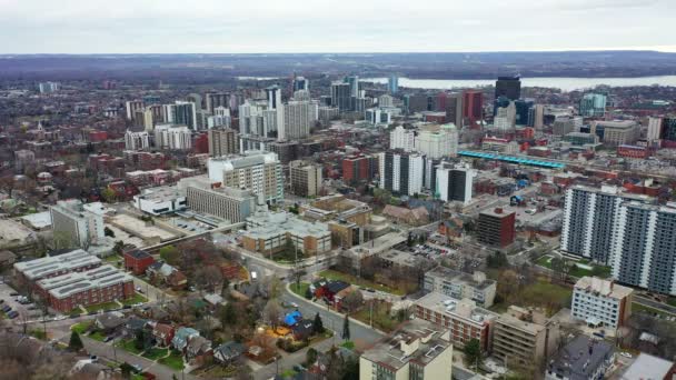Luftaufnahme Über Hamilton Ontario Kanada Spätherbst — Stockvideo