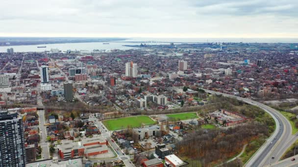 Letecká Scéna Nad Hamilton Ontario Kanada Konci Podzimu — Stock video