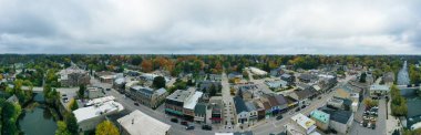 An aerial panorama view of Fergus, Ontario, Canada