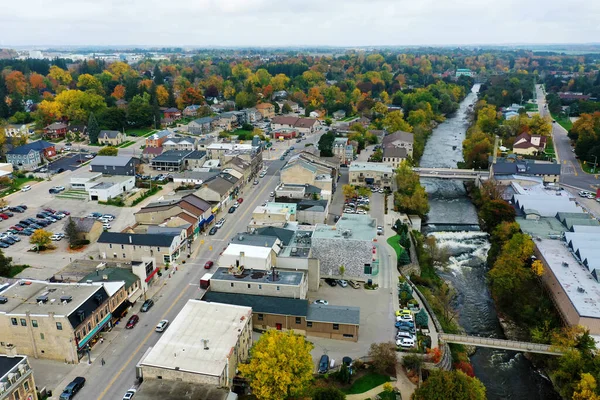 Fergus Ontario Kanada Légi Jelenete Ősszel — Stock Fotó