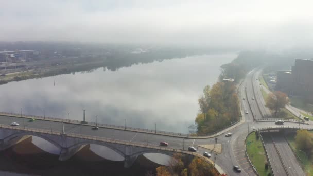 Luchtfoto Van Springfield Massachusetts Verenigde Staten Door Connecticut River — Stockvideo