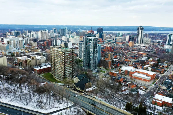 Aerial Hamilton Ontario Canada Downtown Early Winter — Fotografia de Stock