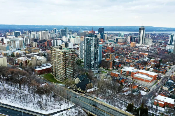 Uma Antena Hamilton Ontário Canadá Centro Cidade Início Inverno — Fotografia de Stock