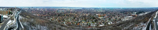 Aerial Panorama View Hamilton Ontario Canada Downtown Early Winter — стоковое фото