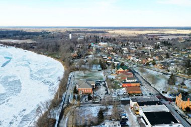 Cayuga, Ontario, Kanada 'nın kışın hava manzarası