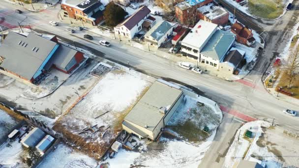 Zimowy Widok Powietrza Cayuga Ontario Kanada Centrum Miasta — Wideo stockowe