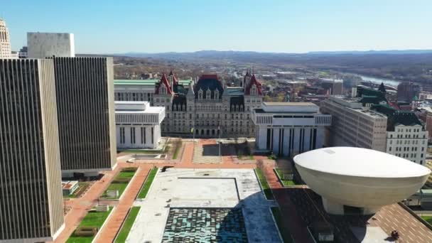 Albany New York United States April 2022 Aerial Capitol Building — Vídeos de Stock
